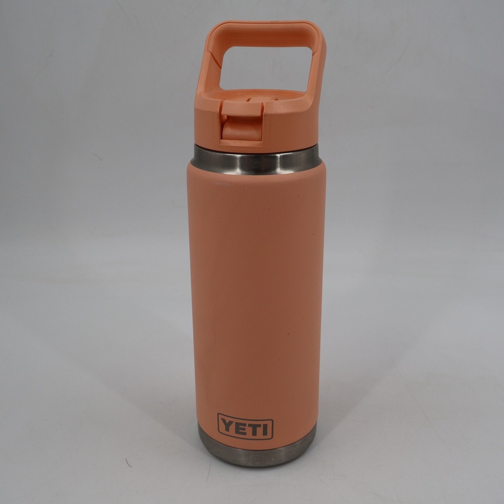 YETI Rambler Water Bottle Unisex 26oz Peach Stainless Steel Straw Cap Insulated